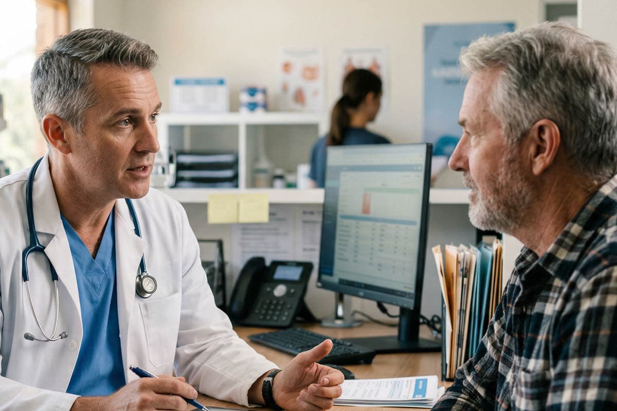 Practitioner reviewing evidence-based care plan with a patient