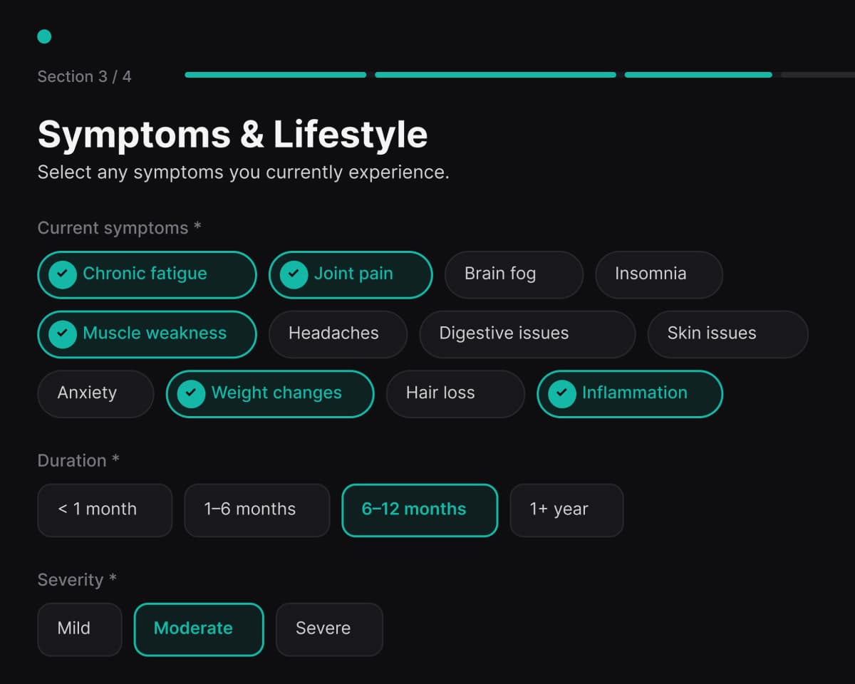 Regeniq health assessment questionnaire